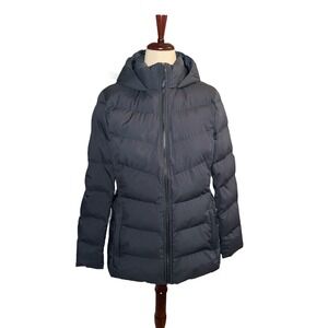 32 Degrees Women's Blue Hooded Puffer Coat | Packable Winter Jacket | Size L